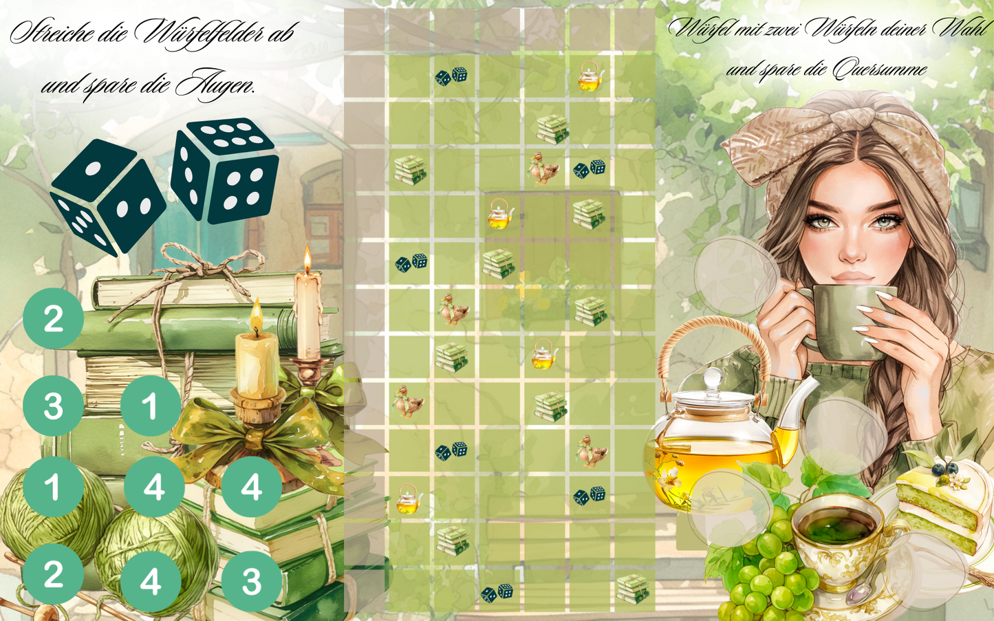 Klappkarte Spätsommer Liebe , Bingo mit Klebepunkten und Losen