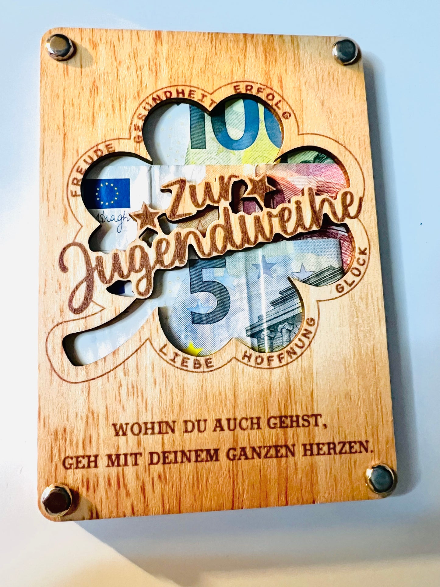 Geldgeschenk Rahmen aus Basalholz