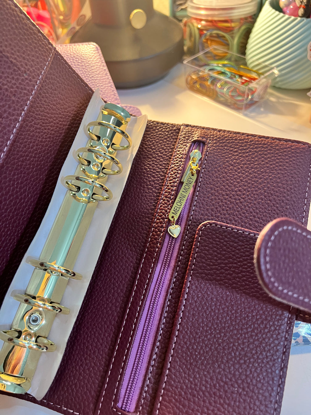 Binder A6 - Pebble mit Goldener Hardware