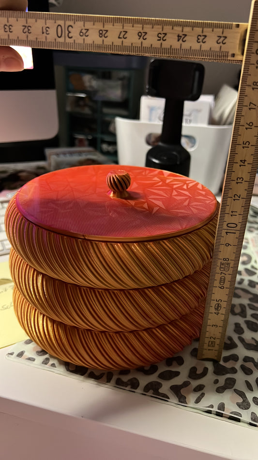 Schmuckdose 3 Fächer mit Deckel Rot/Pink und Gold inkl. vers.Versand(7,60€) Einzelstück