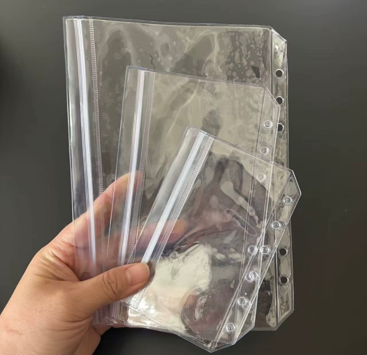 A7 Double Hülle Transparent ( 1 Tasche offen eine mit Druckverschluss)