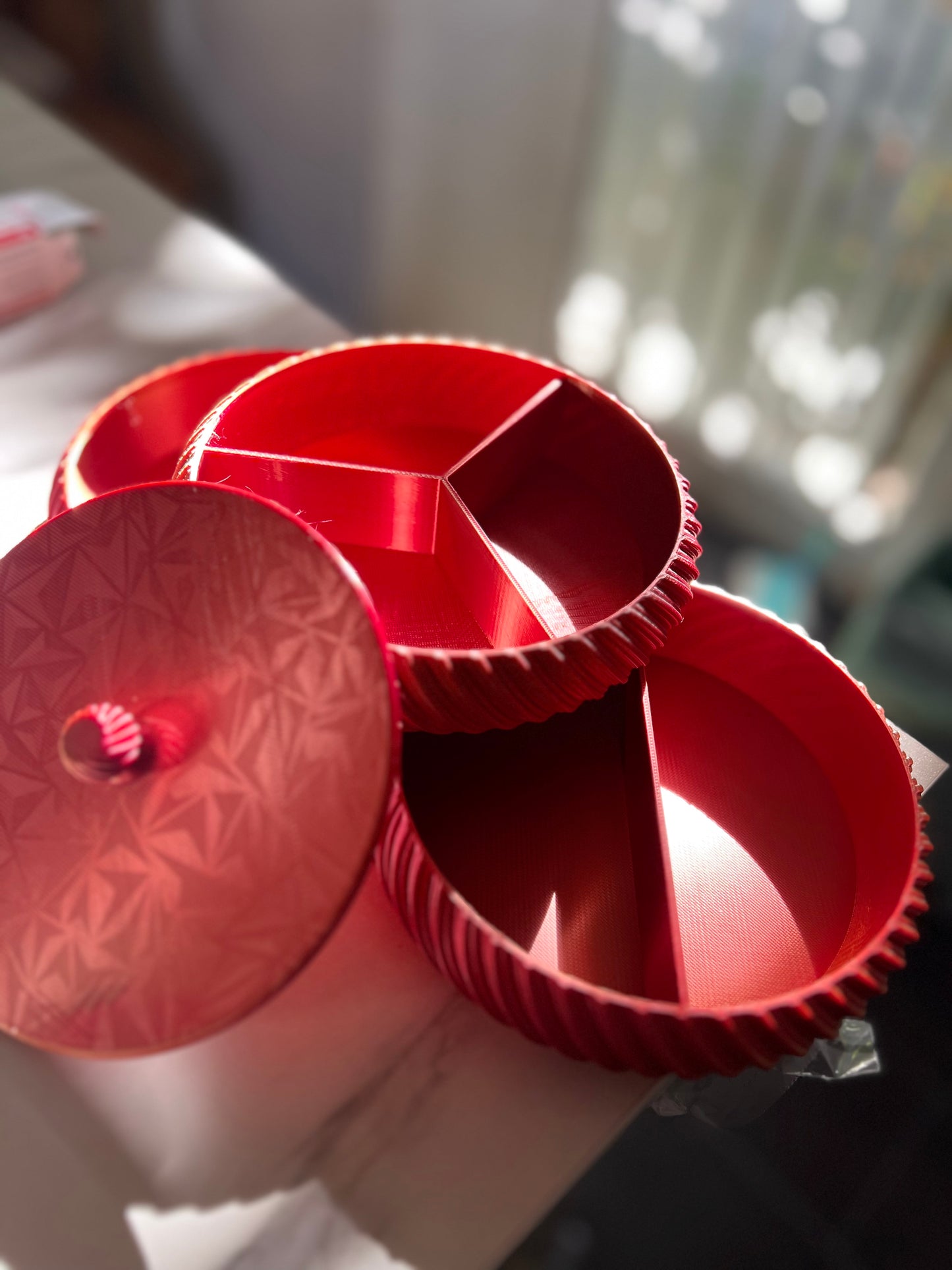 Schmuckdose 3 Fächer mit Deckel Rot/Pink und Gold inkl. vers.Versand(7,60€) Einzelstück