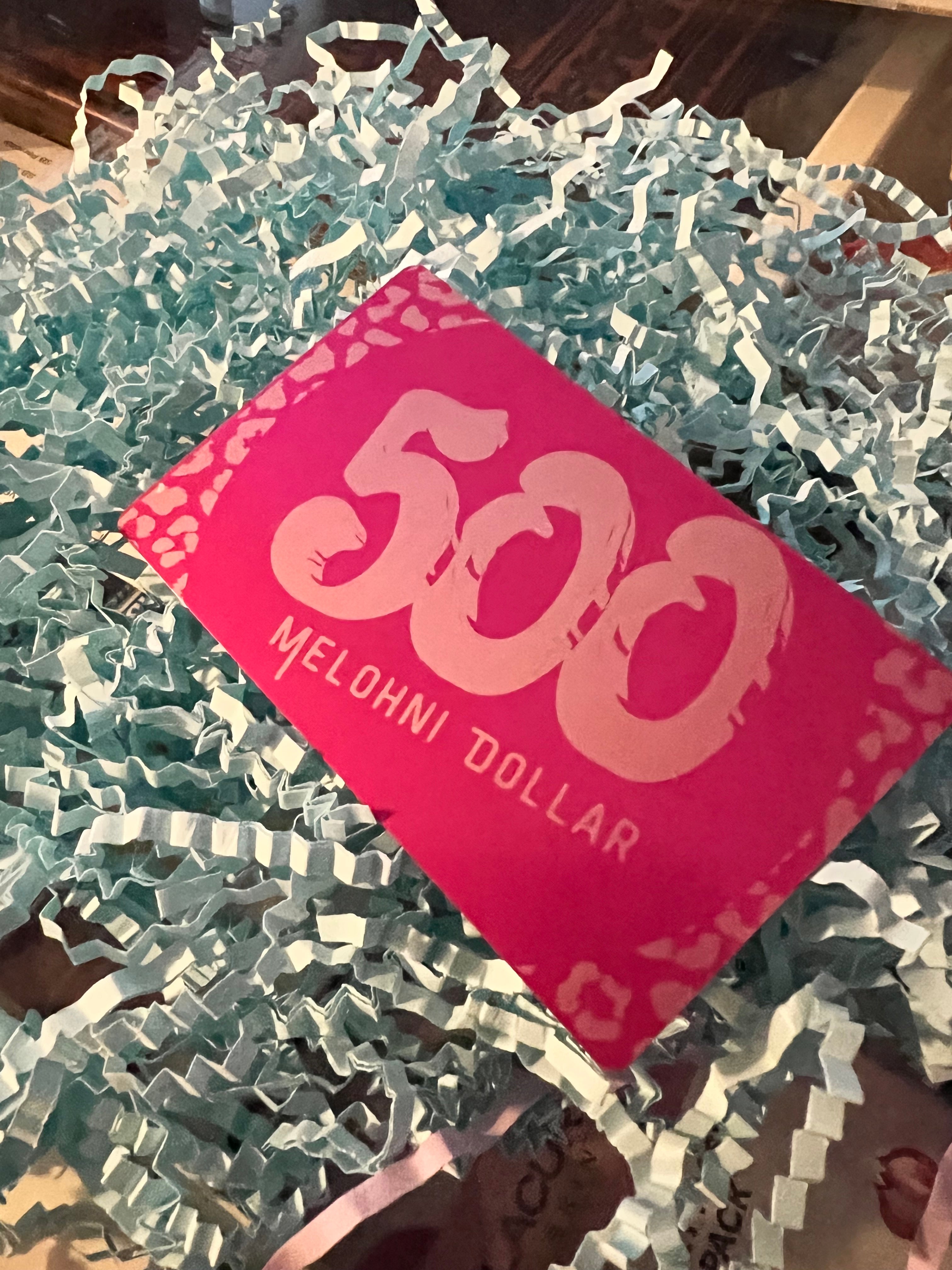 Platzhalter „ Melohni Dollar“ auf Aluminium Karten - Kreditkartenformat
