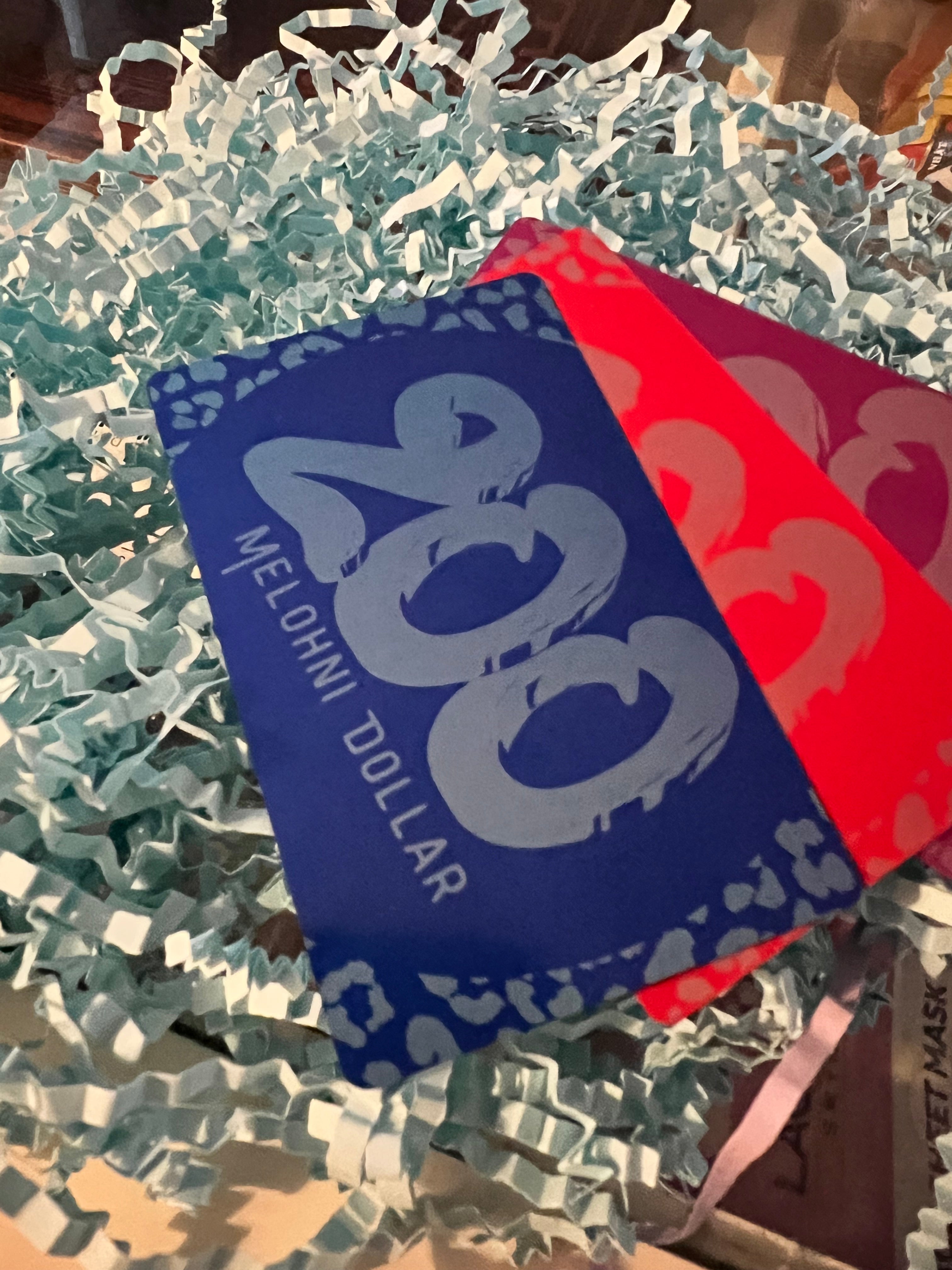 Platzhalter „ Melohni Dollar“ auf Aluminium Karten - Kreditkartenformat