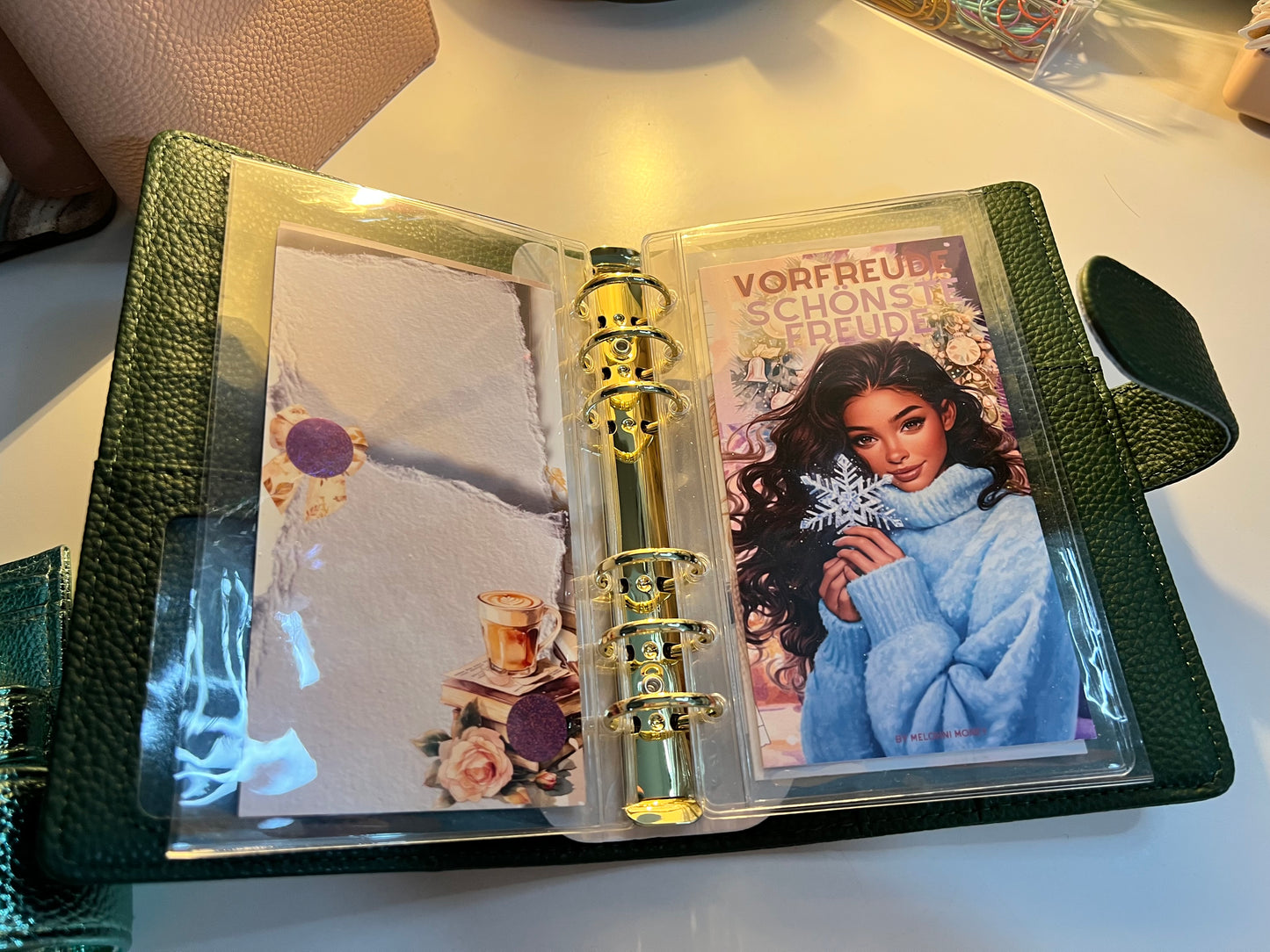 Binder A6 - Pebble mit Goldener Hardware