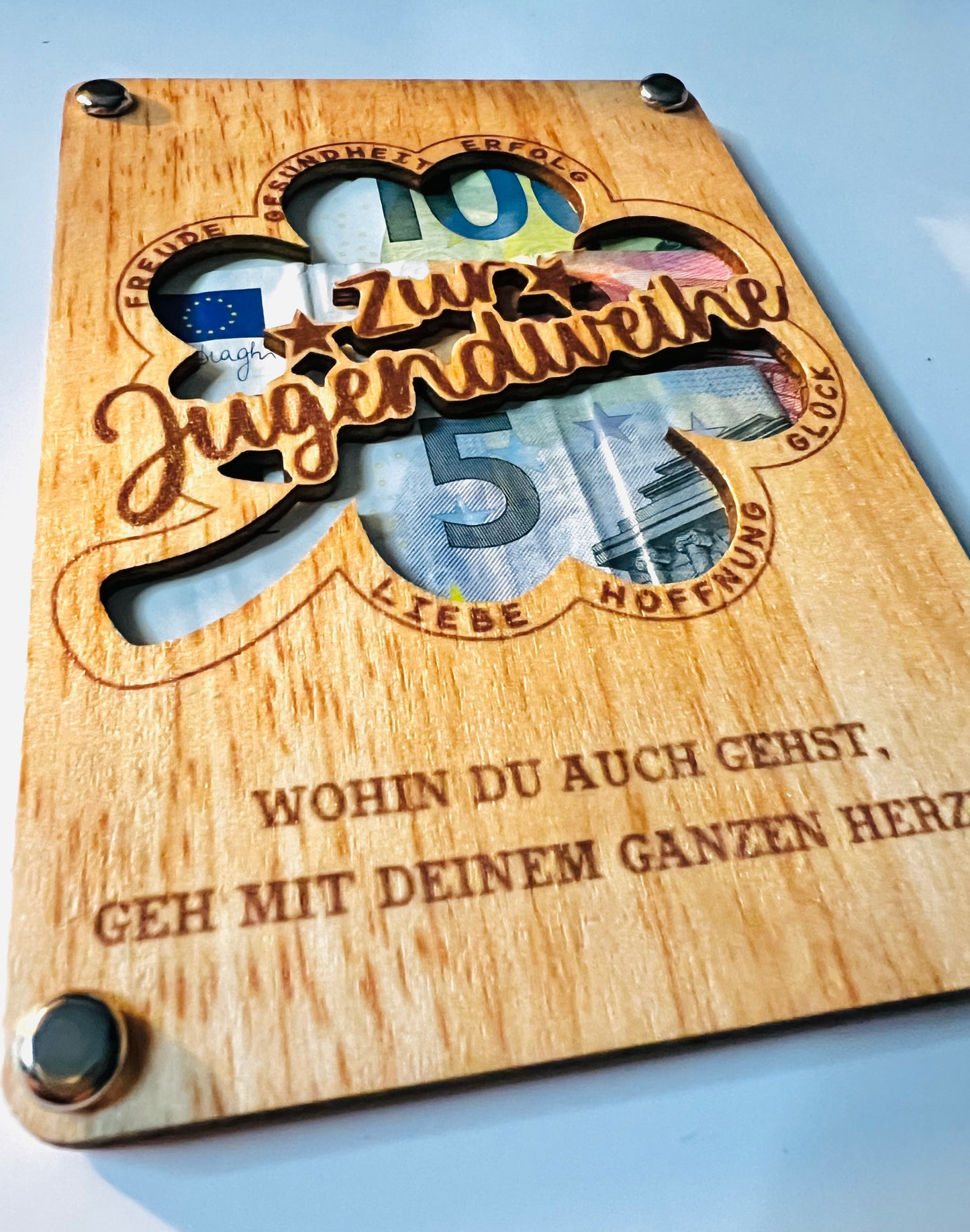 Geldgeschenk Rahmen aus Basalholz
