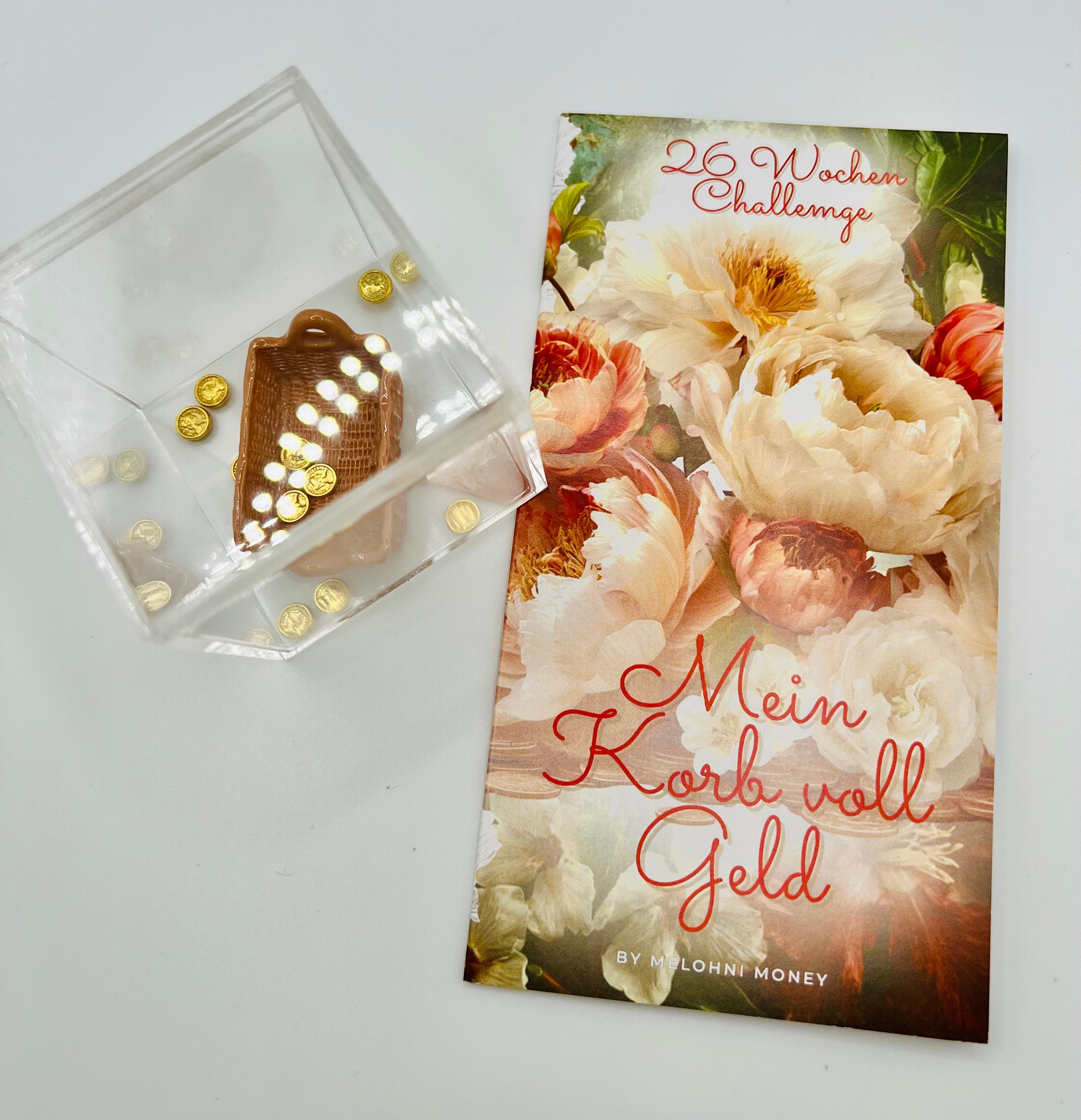 “Mein Korb voll Geld”- Team Challenge / 26 Wochen Challenge mit Korb und Münzen in Acrylbox