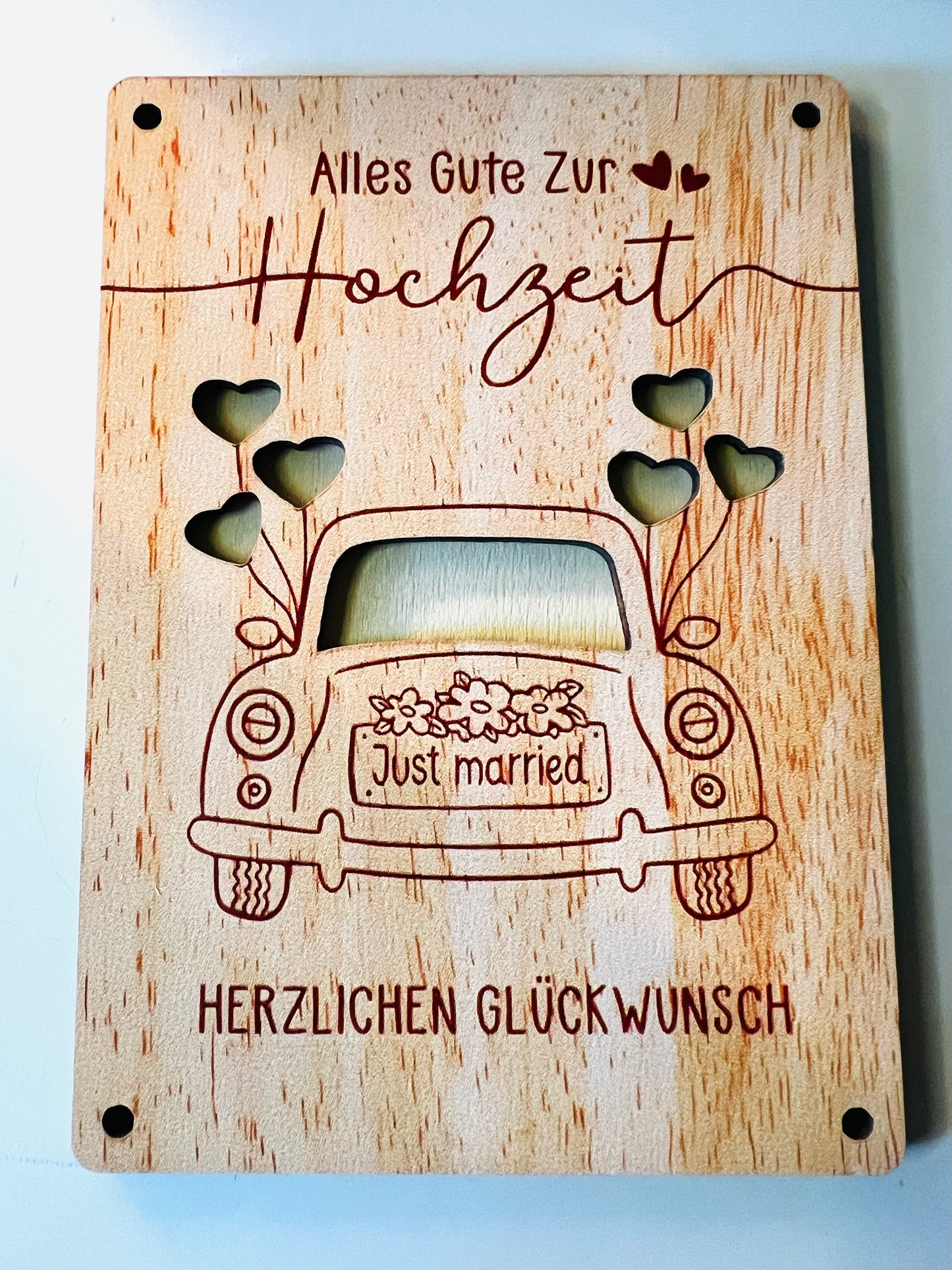 Geldgeschenk Rahmen mit Druck aus Balsaholz