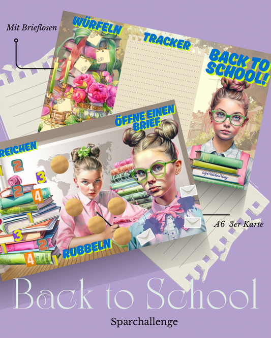 „Back to School“ Challenge mit Losen A6 3er Klappkarte