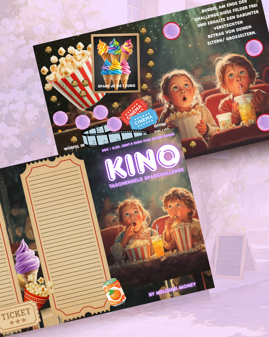 „Kino- Taschengeldsparer“ 3er-Klappkarte mit Eltern Aktion