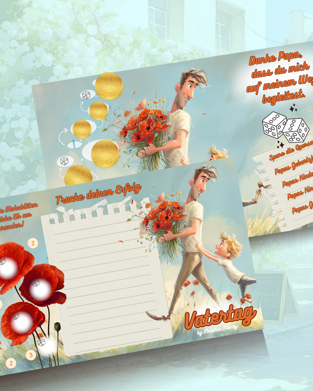 „Vatertag“ keiner Sparweg mit Zusatzaktionen A6, 3er Klappkarte
