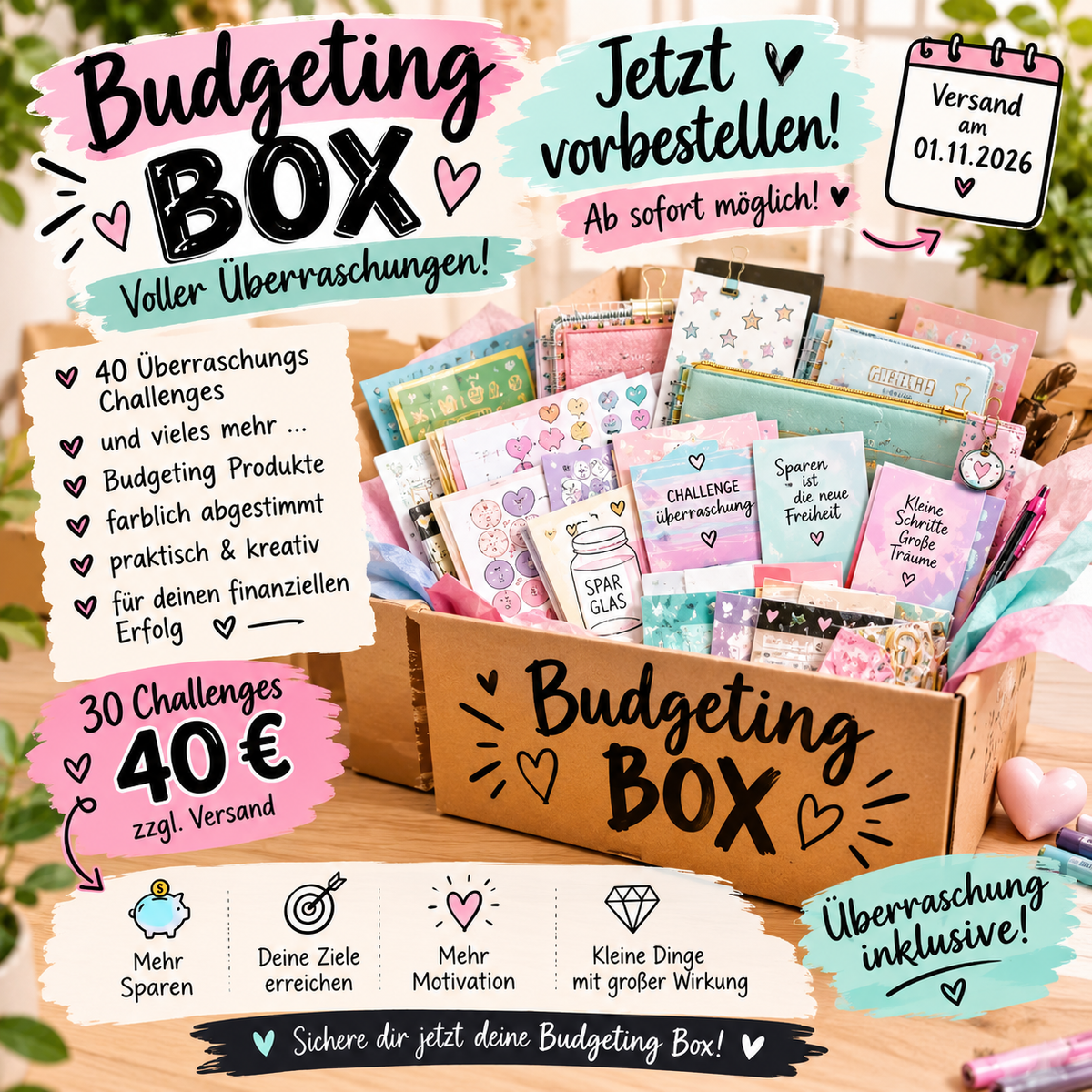 Budgeting Box -Versand spätestens 1.11.2026 nur solange der Vorrat reicht
